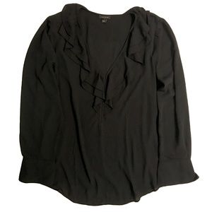 Ann Taylor Black Ruffle Blouse Size L